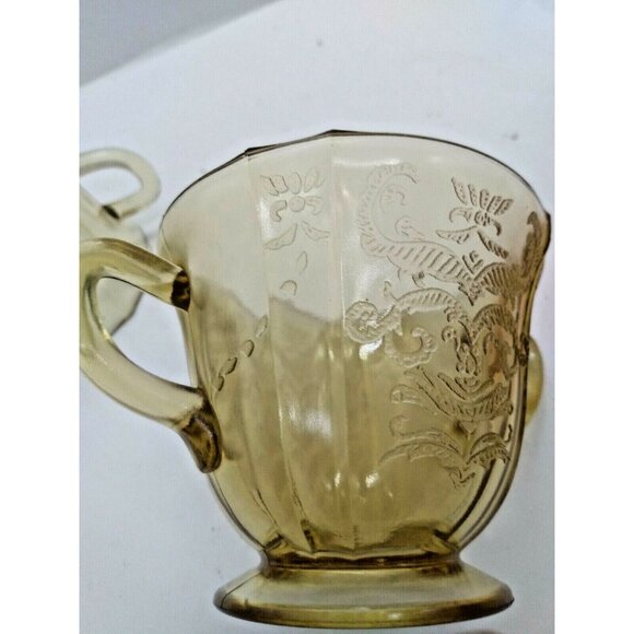 Federal Glass Co. Depression Yellow Glass Creamer & Sugar Bowl 1932-1939 - Picture 9 of 11